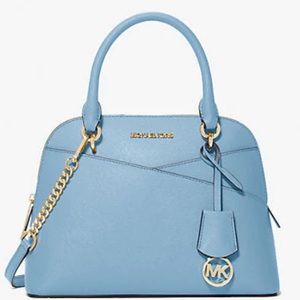 Medium Safiano Leather Dome Satchel (Chambray)